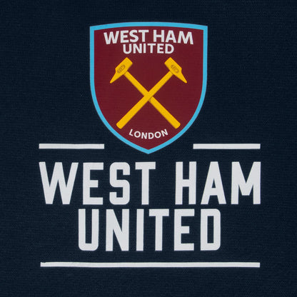 Navy - Side - West Ham United FC Mens Fleece Full Zip Hoodie