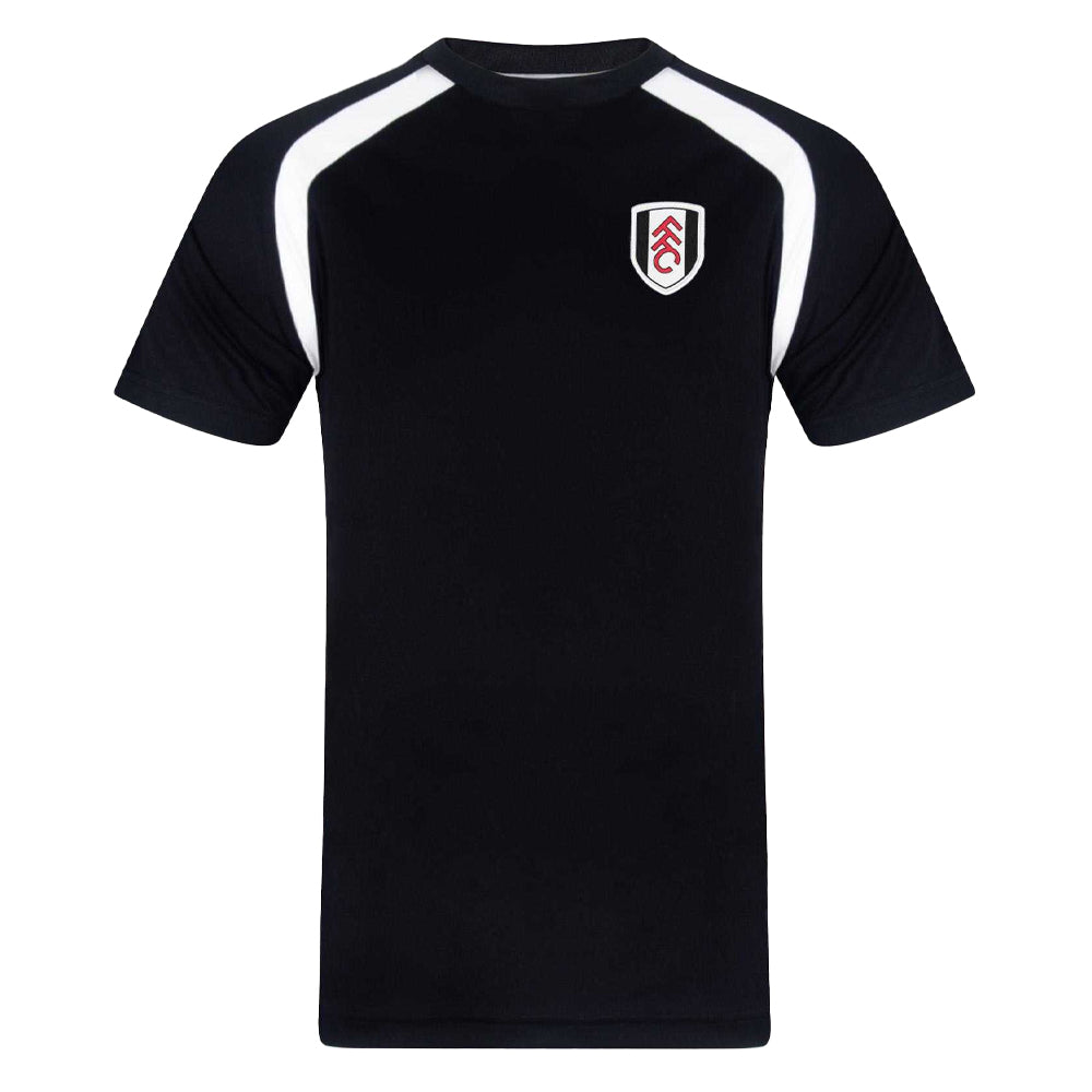 Black - Front - Fulham FC Boys Polyester T-Shirt