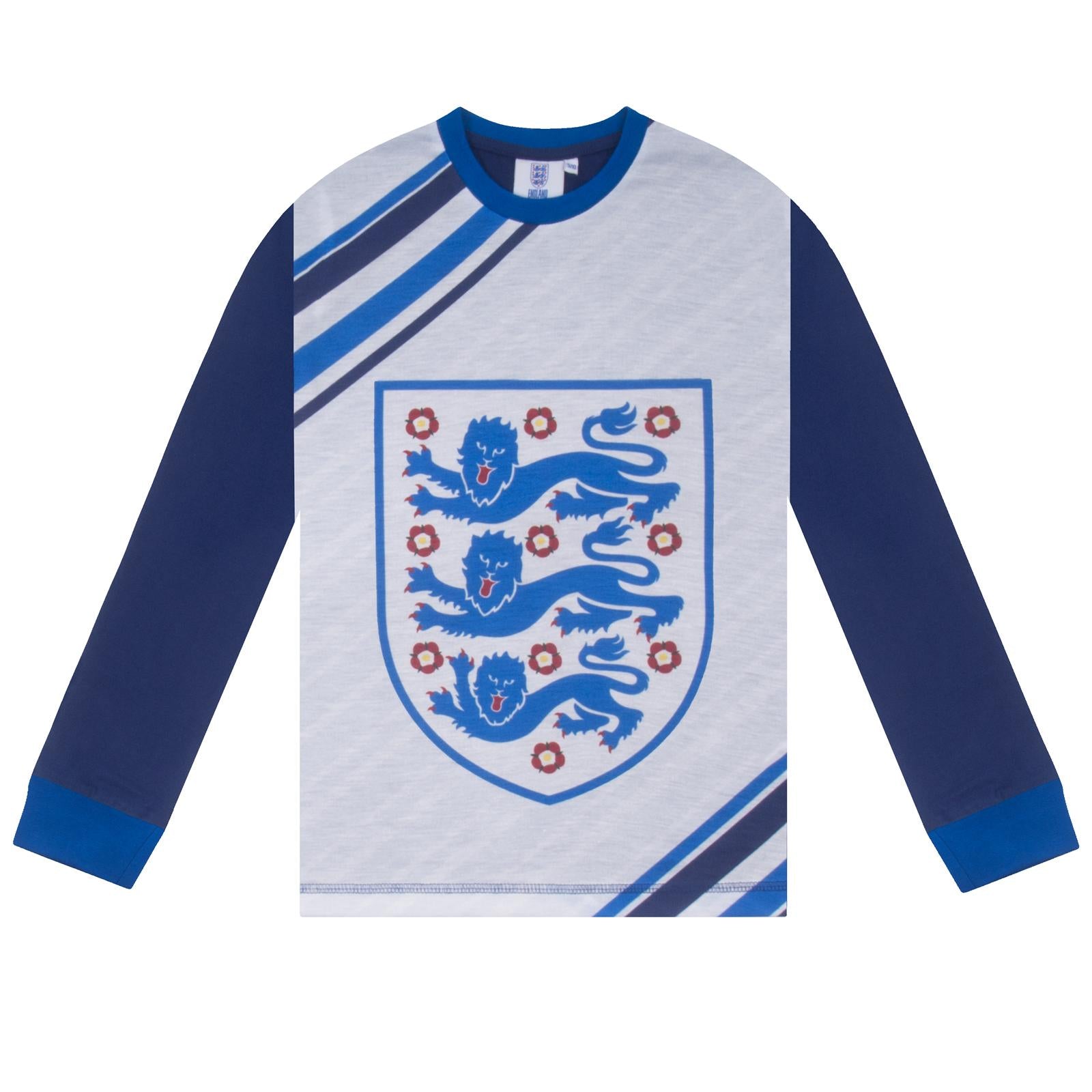 Blue - Back - England Football Boys Sublimated Long Pyjama Set