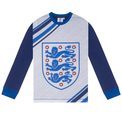 Blue - Back - England Football Boys Sublimated Long Pyjama Set