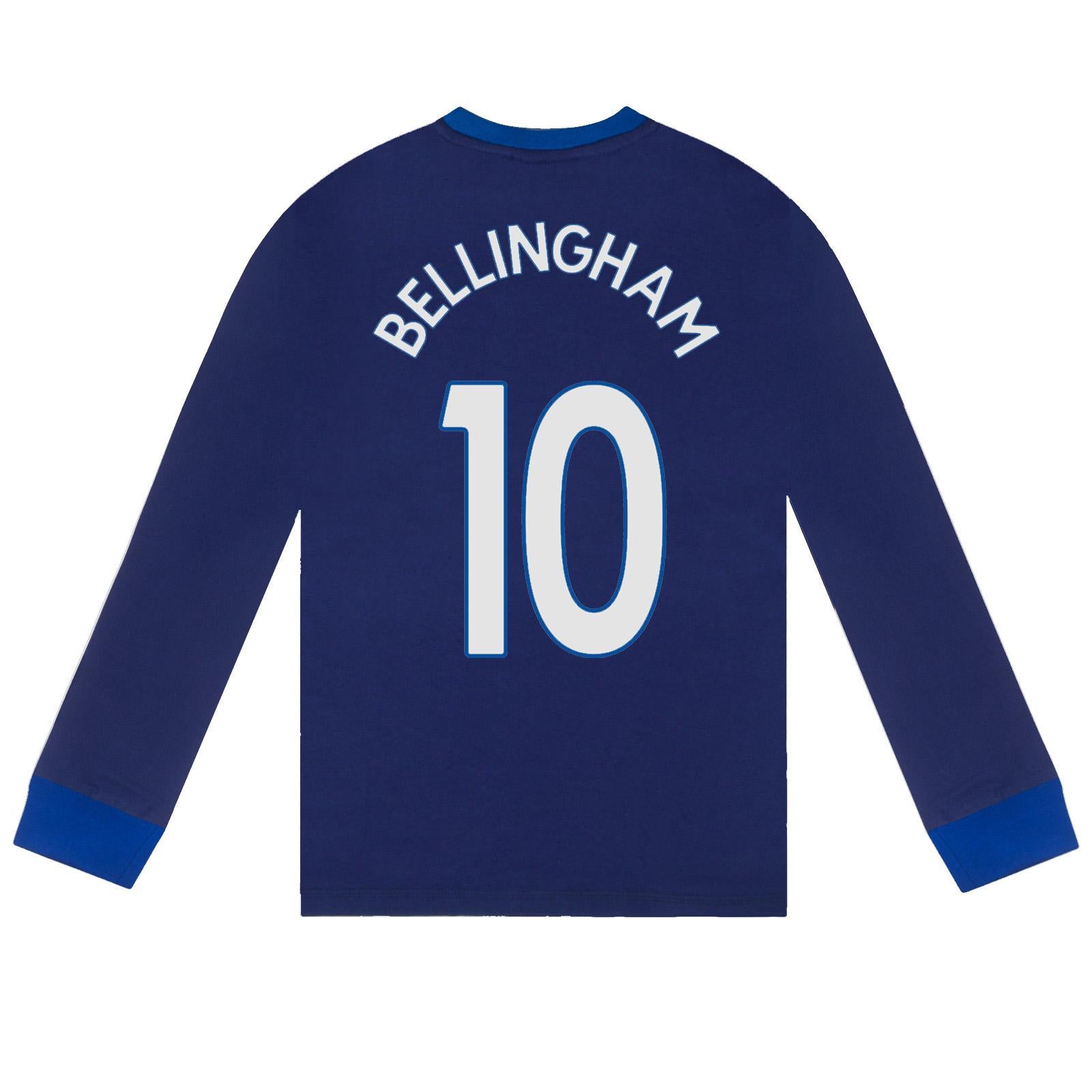 Blue - Side - England Football Boys Bellingham 10 Sublimated Long Pyjama Set