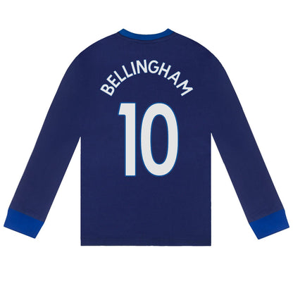 Blue - Side - England Football Boys Bellingham 10 Sublimated Long Pyjama Set