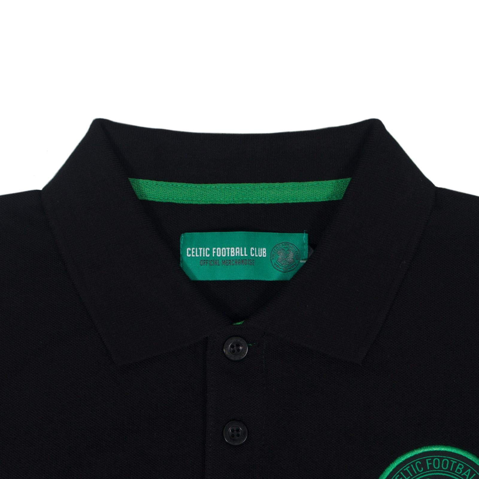 Black - Pack Shot - Celtic FC Mens Contrast Sleeves Polo Shirt