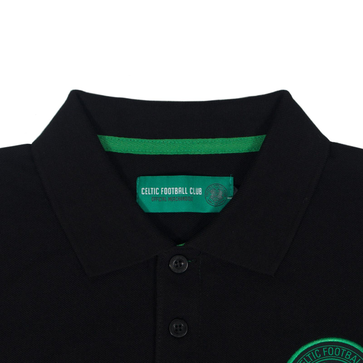 Black - Pack Shot - Celtic FC Mens Contrast Sleeves Polo Shirt
