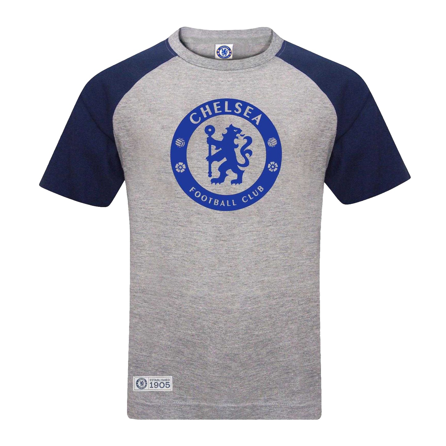 Grey - Front - Chelsea FC Boys Crest T-Shirt