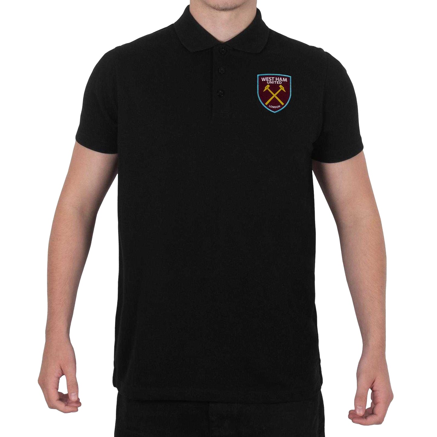 Black - Side - West Ham United FC Mens Crest Polo Shirt