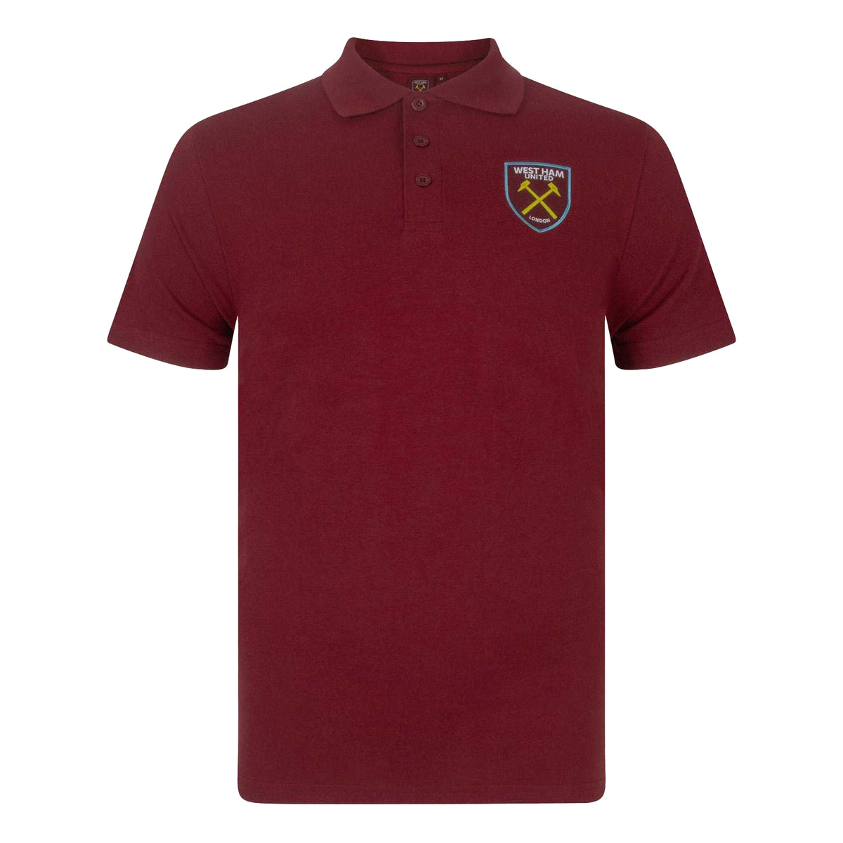 Claret - Front - West Ham United FC Mens Crest Polo Shirt