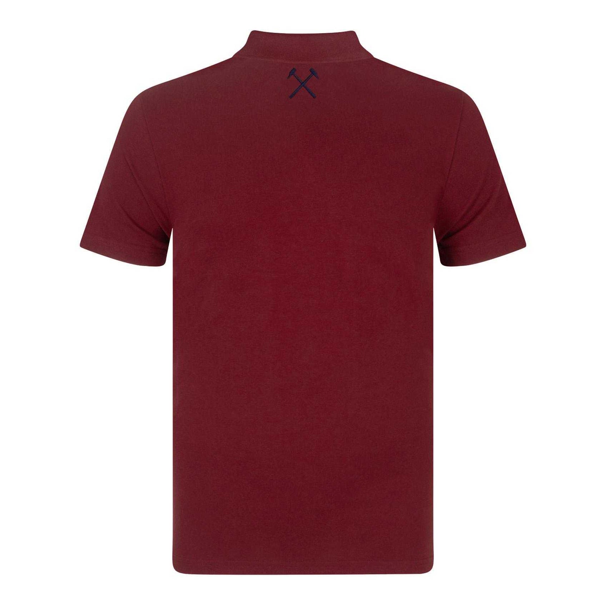 Claret - Back - West Ham United FC Mens Crest Polo Shirt