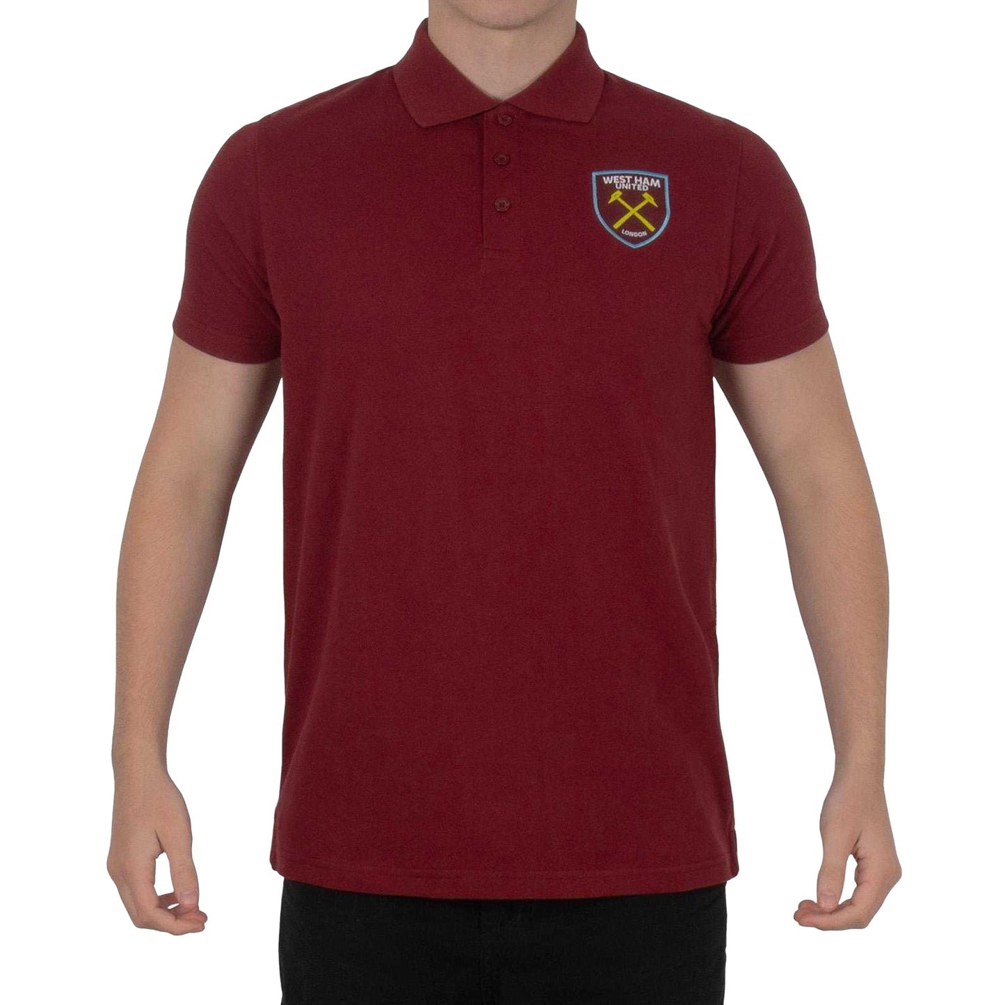 Claret - Side - West Ham United FC Mens Crest Polo Shirt