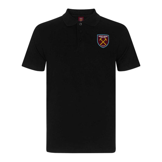 Black - Front - West Ham United FC Mens Crest Polo Shirt