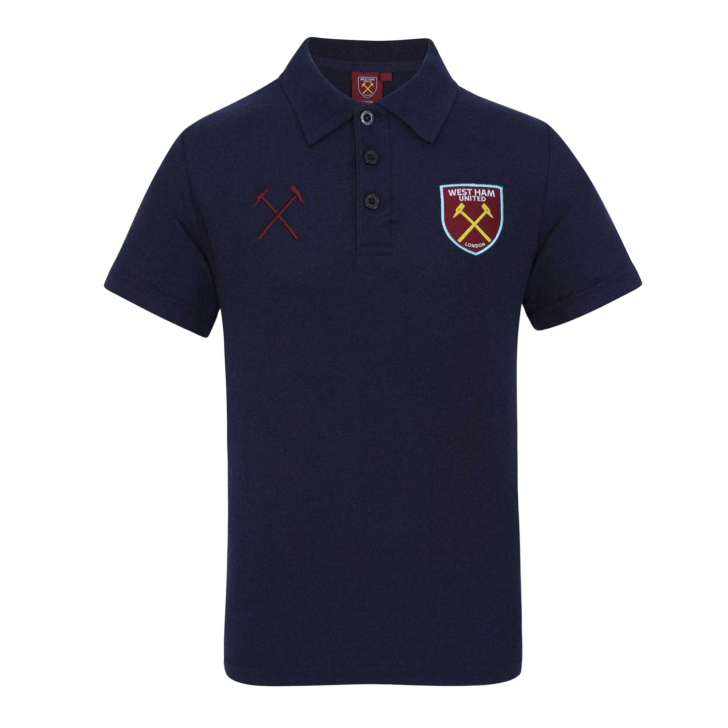 Navy - Front - West Ham United FC Mens Crest Polo Shirt