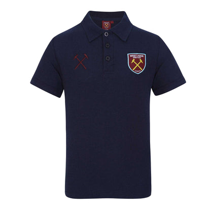 Navy - Front - West Ham United FC Mens Crest Polo Shirt