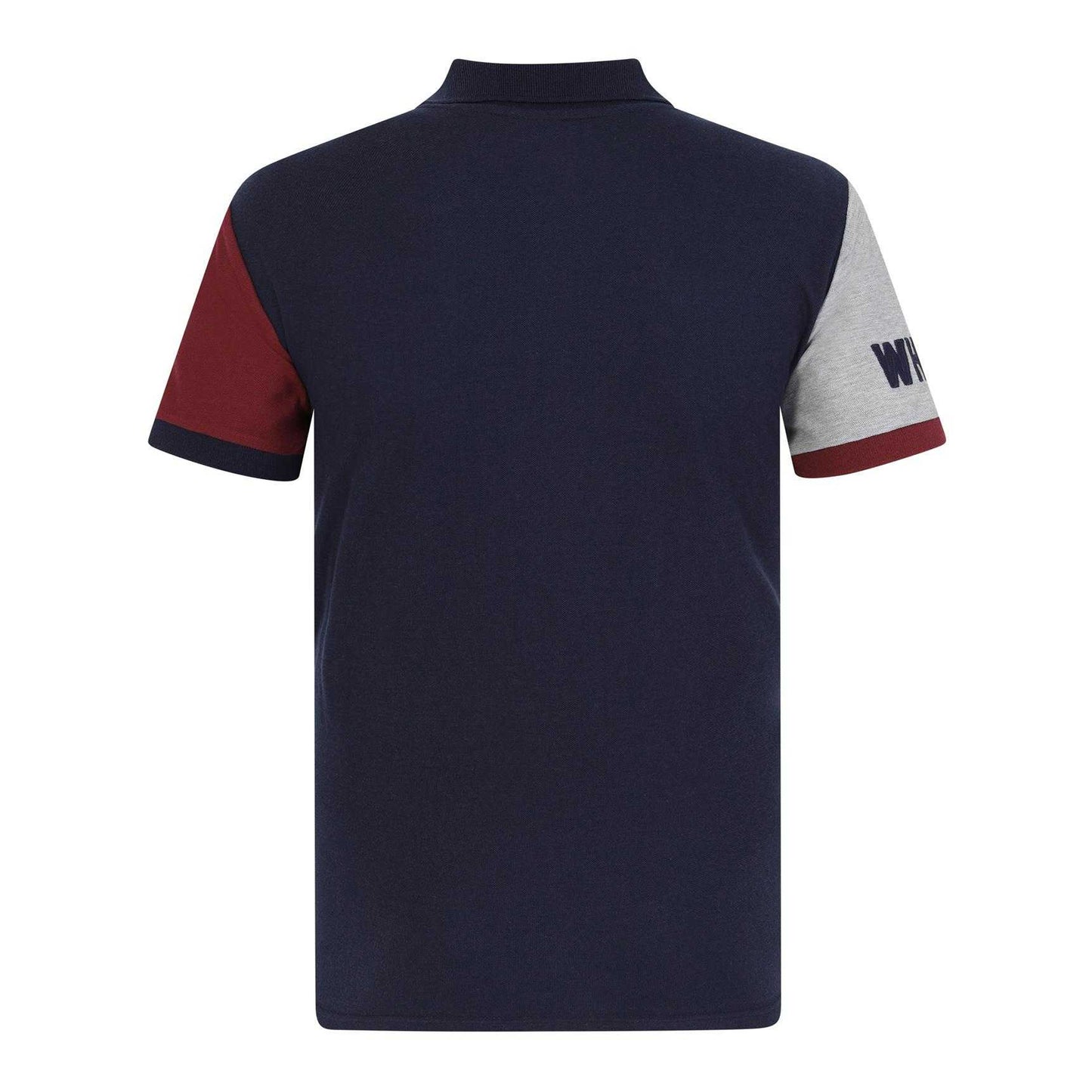 Navy - Back - West Ham United FC Mens Contrast Sleeves Polo Shirt
