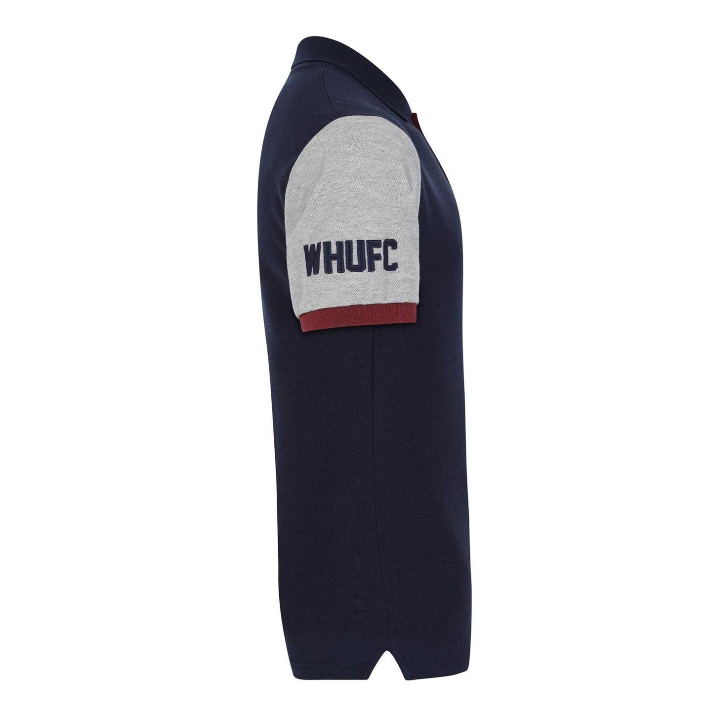 Navy - Side - West Ham United FC Mens Contrast Sleeves Polo Shirt