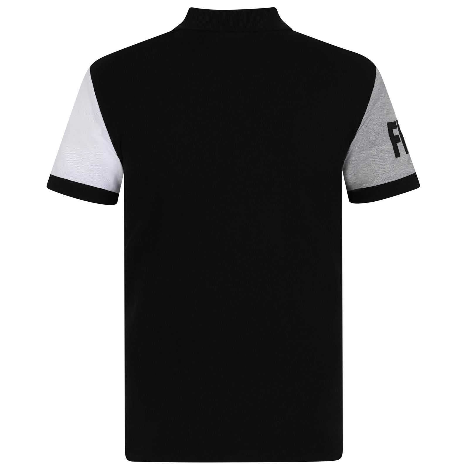 Black - Back - Fulham FC Mens Contrast Sleeves Polo Shirt