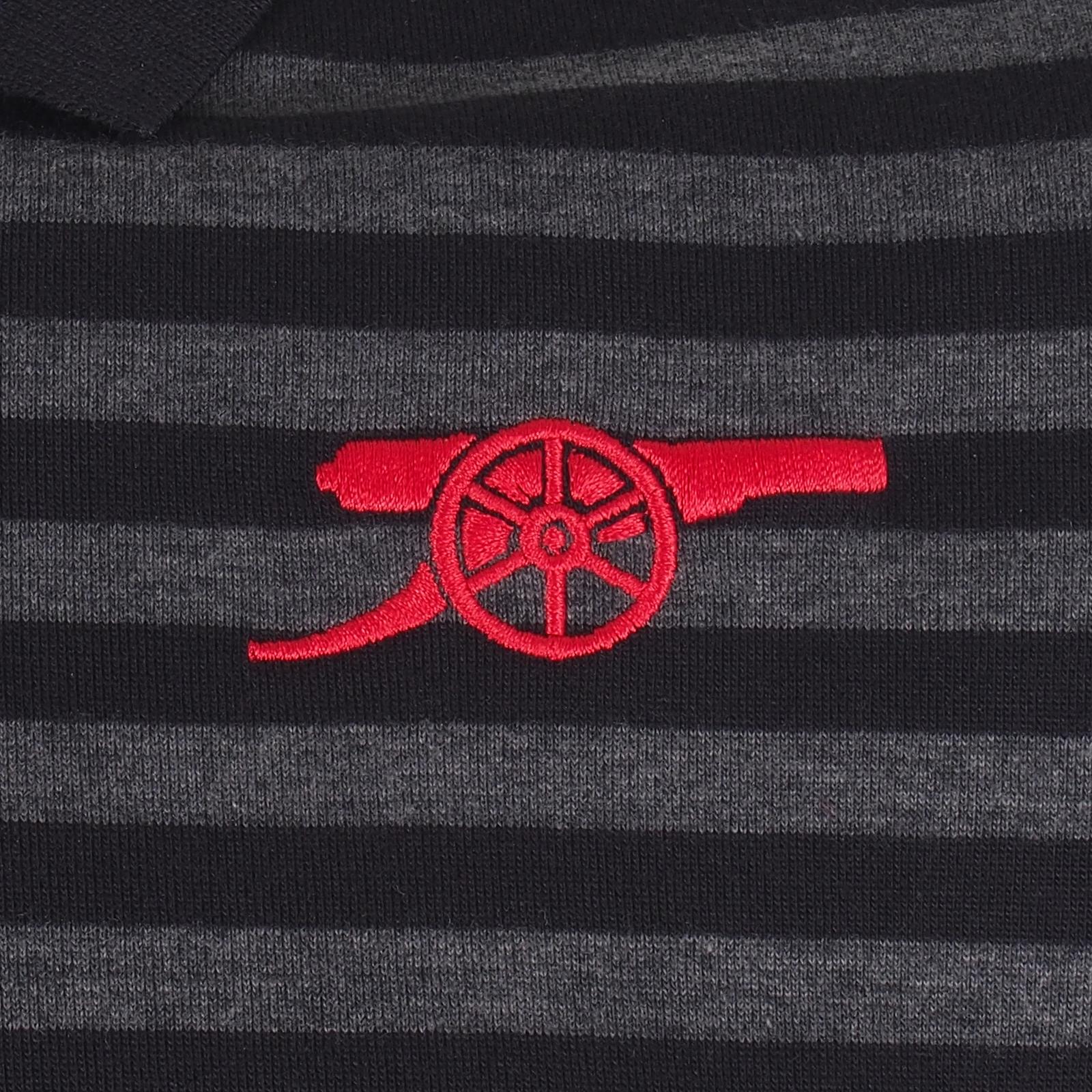 Black-Grey - Back - Arsenal FC Mens Contrast Striped Polo Shirt