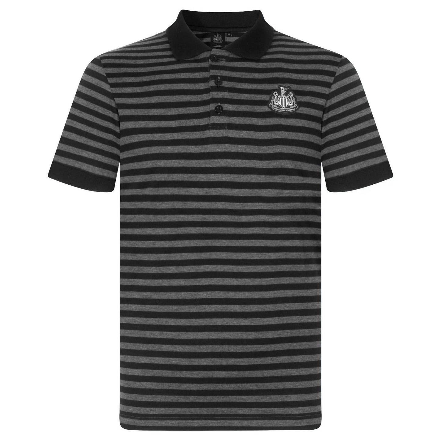 Black-Grey - Back - Newcastle United FC Mens Contrast Striped Polo Shirt