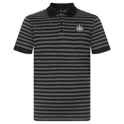 Black-Grey - Back - Newcastle United FC Mens Contrast Striped Polo Shirt