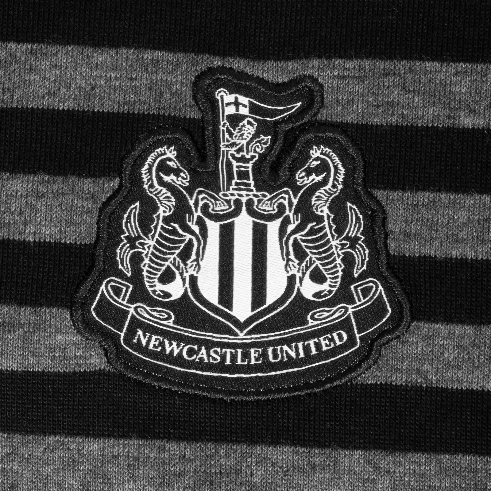 Black-Grey - Side - Newcastle United FC Mens Contrast Striped Polo Shirt
