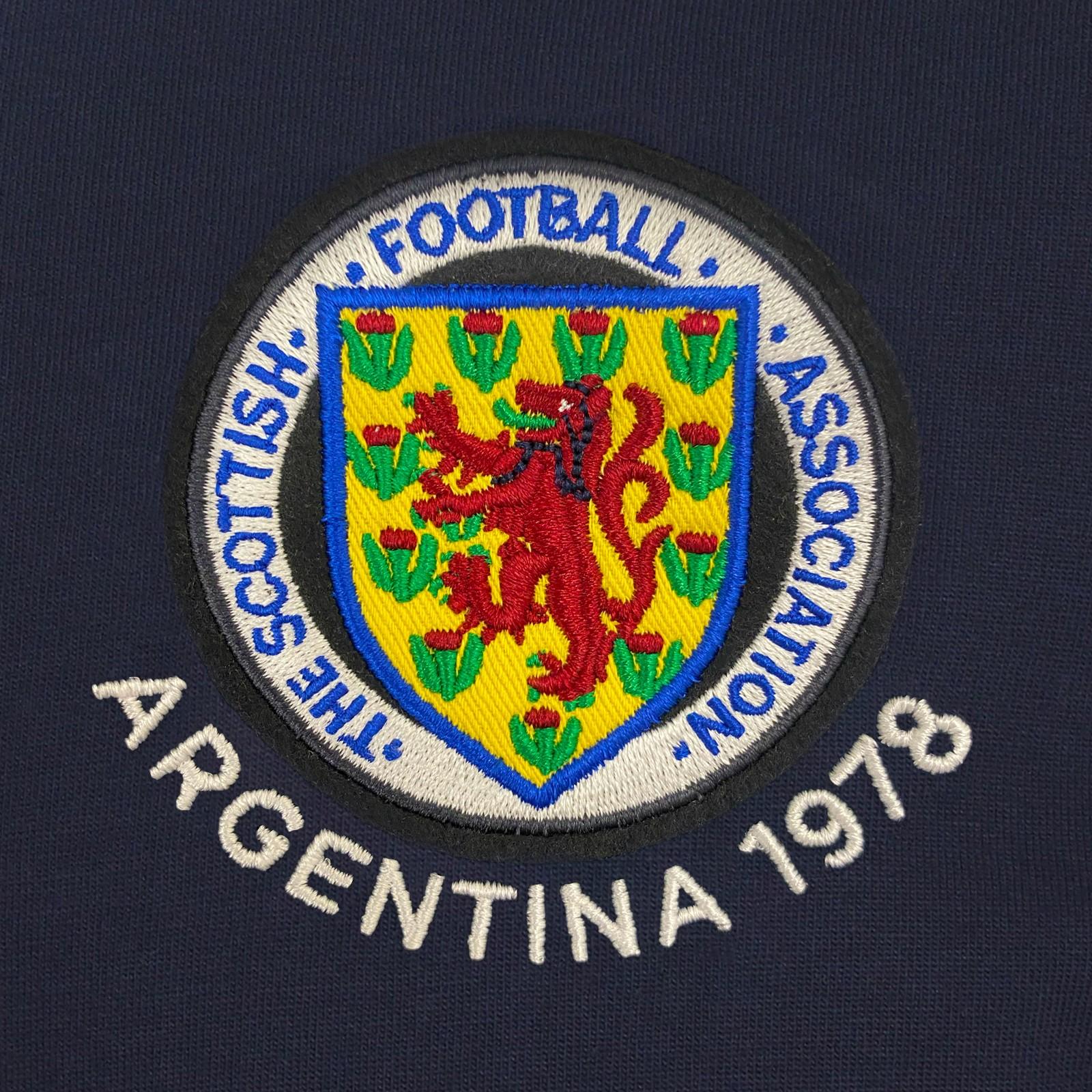 Navy Blue - Side - Scottish FA Mens 1978 Retro Collared T-Shirt