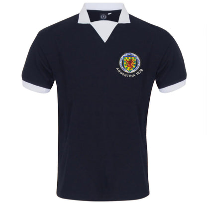 Navy Blue - Front - Scottish FA Mens 1978 Retro Collared T-Shirt