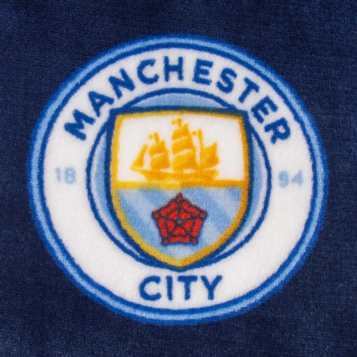 Navy - Back - Manchester City FC Boys Crest Fleece All-Over Print Dressing Gown