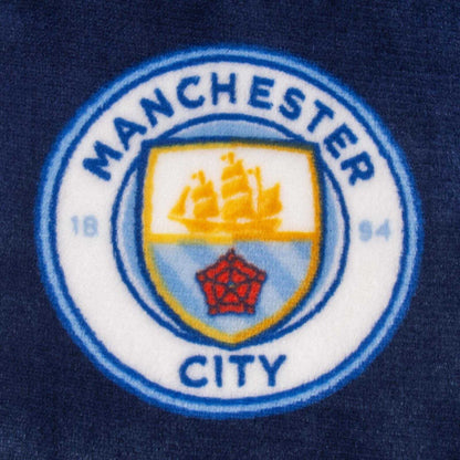 Navy - Back - Manchester City FC Boys Crest Fleece All-Over Print Dressing Gown