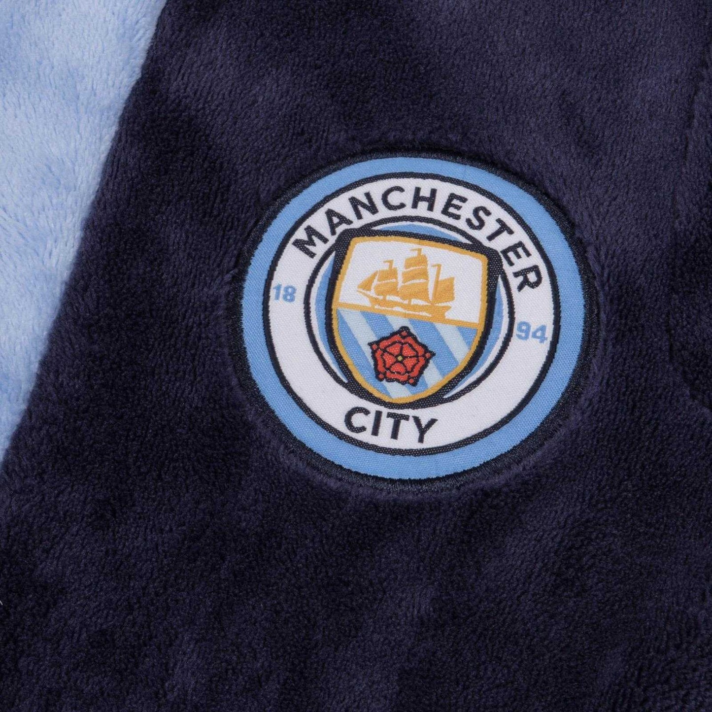 Navy Blue - Side - Manchester United FC Boys Crest Fleece Dressing Gown