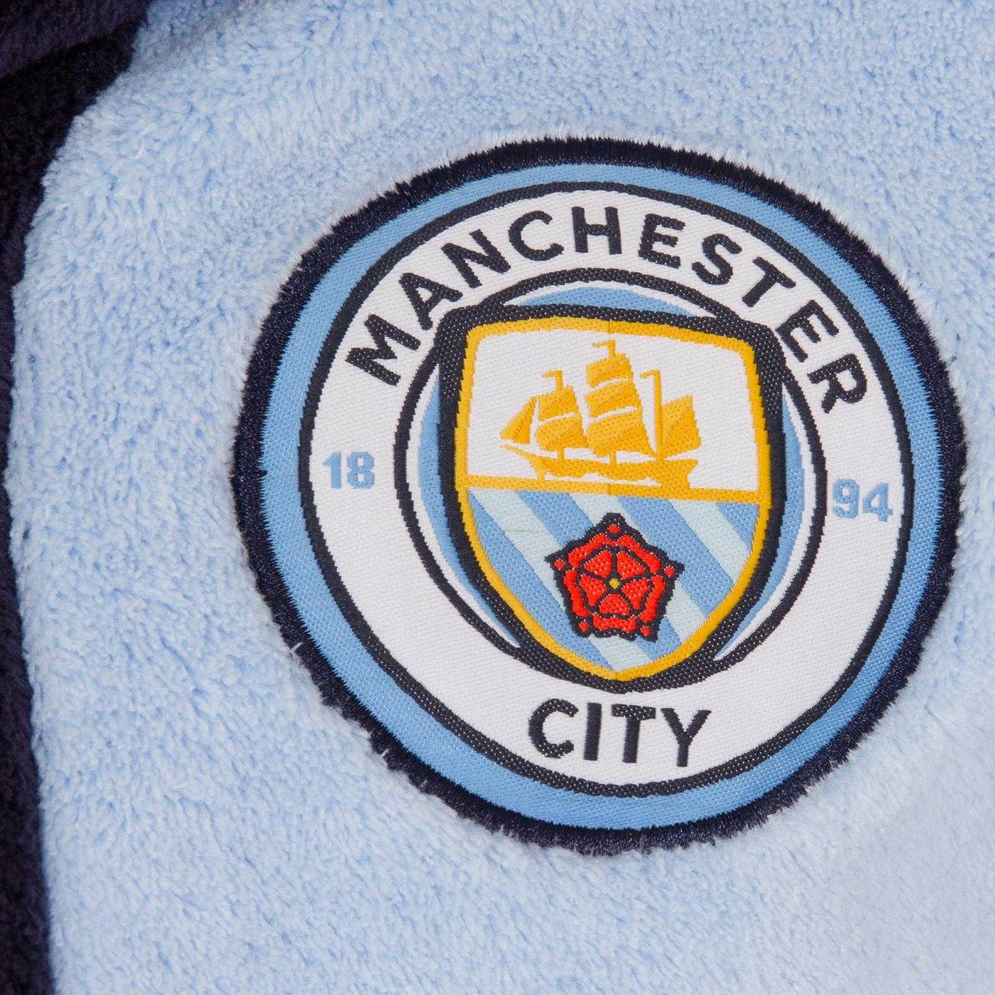 Sky Blue - Back - Manchester United FC Boys Crest Fleece Dressing Gown