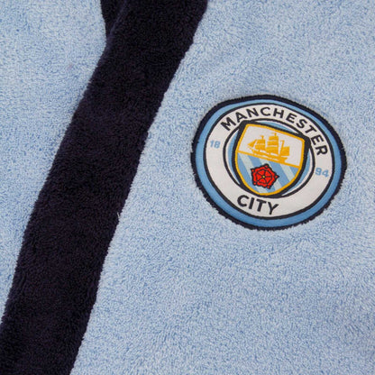 Sky Blue - Side - Manchester United FC Boys Crest Fleece Dressing Gown