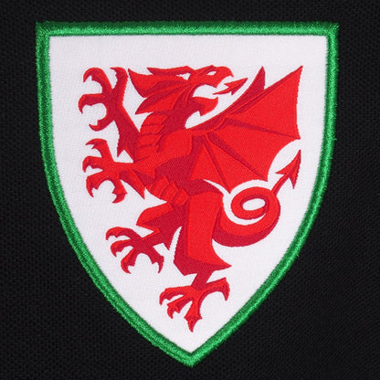 Black - Back - Wales Cymru Mens Crest Polo Shirt