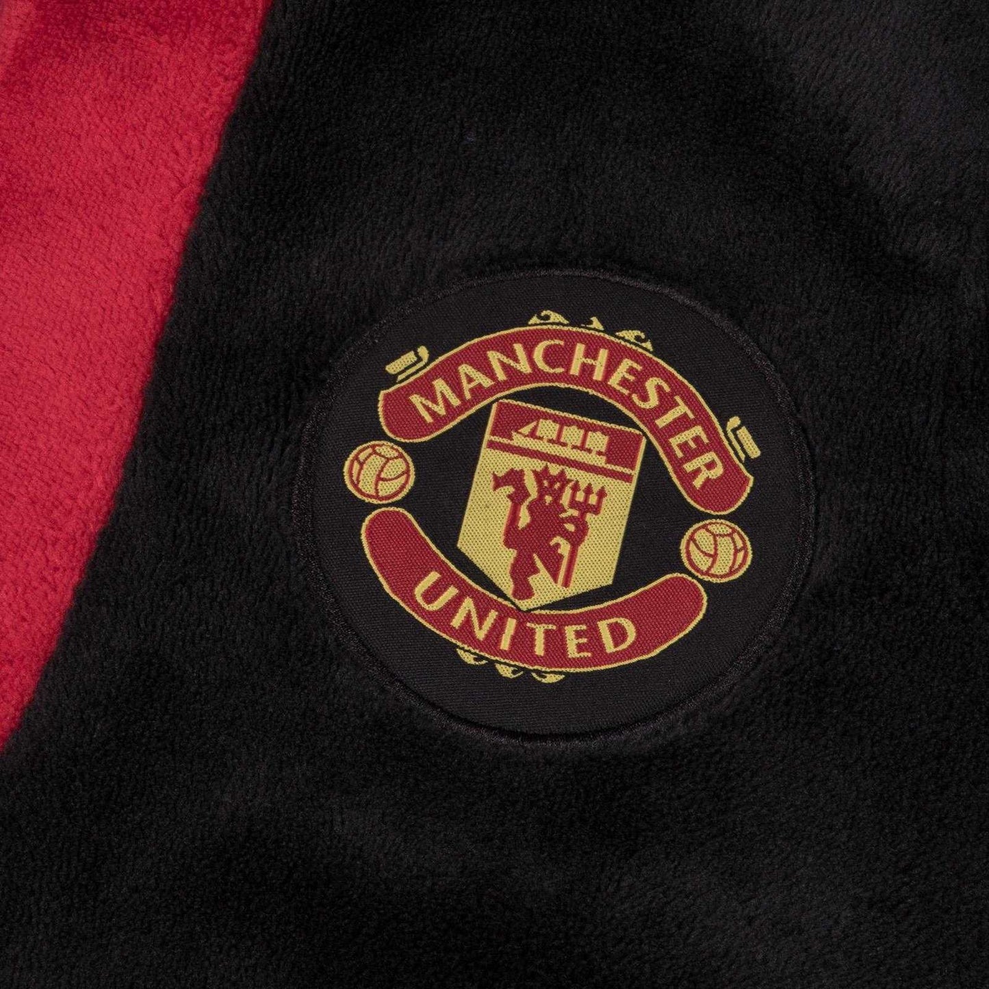 Black - Side - Manchester United FC Boys Crest Fleece Dressing Gown