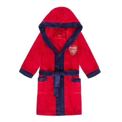 Red - Front - Arsenal FC Boys Crest Fleece Dressing Gown