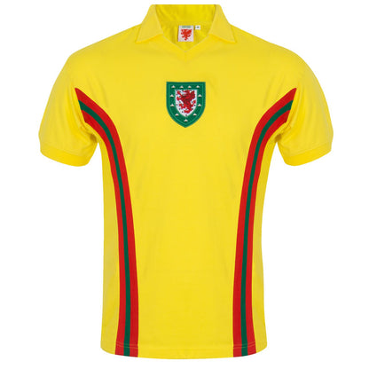 Yellow - Front - FA Wales Mens 1976 John Toshack Retro Away Shirt