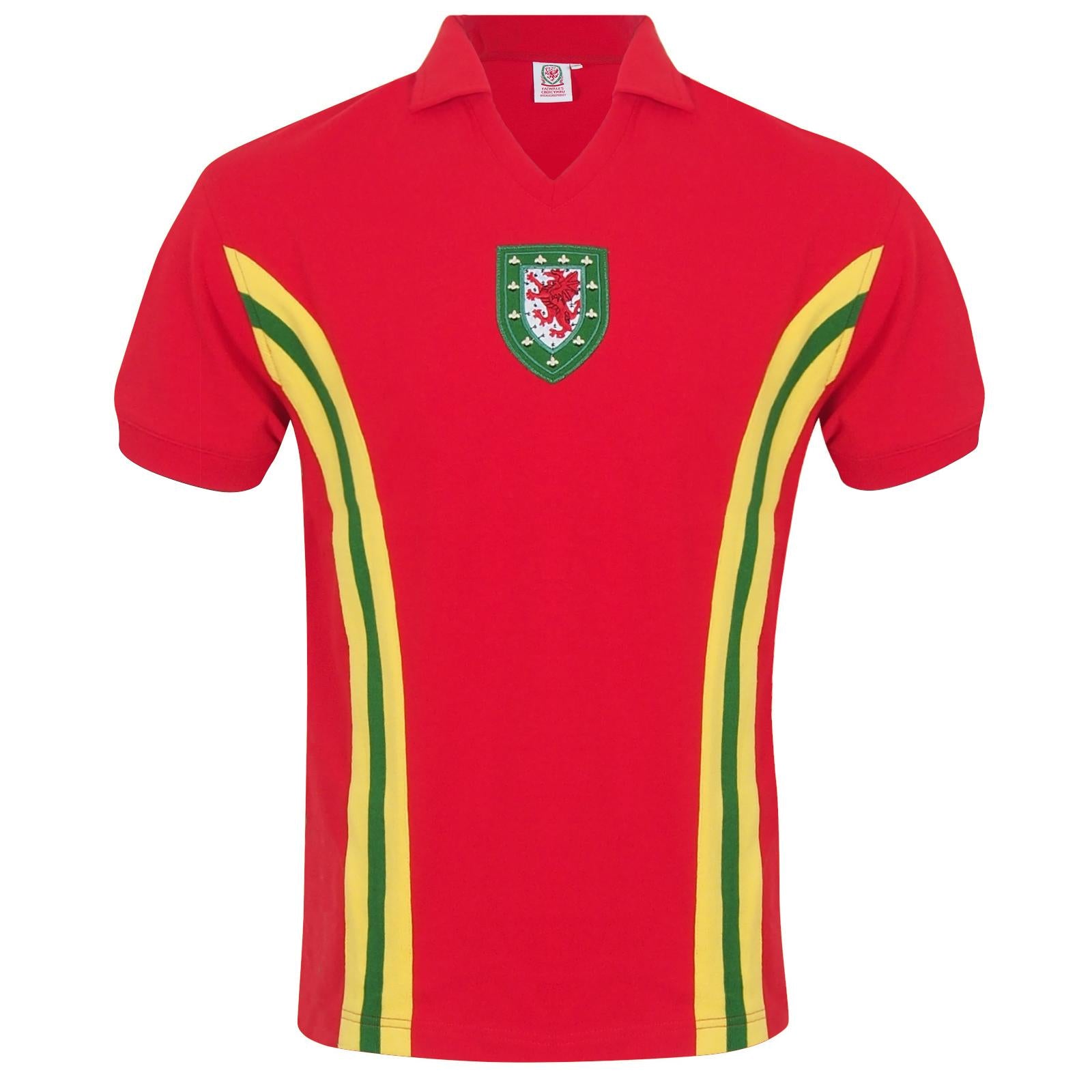 Red - Front - FA Wales Mens 1976 John Toshack Retro Away Shirt