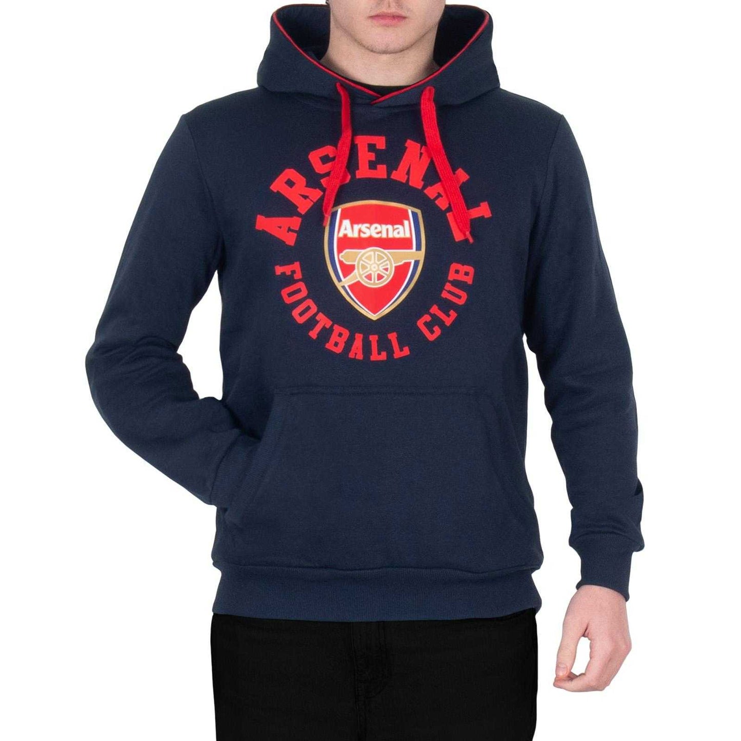 Navy Blue - Back - Arsenal FC Mens Fleece Contrast Trim Hoodie
