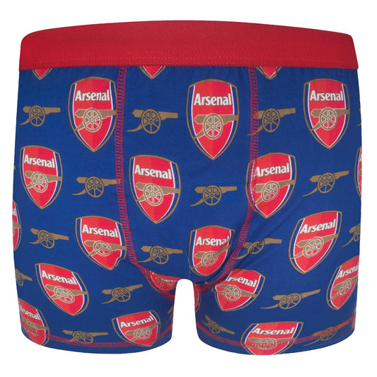 Navy Blue - Front - Arsenal FC Boys Repeat Print Boxer Shorts
