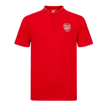 Red - Front - Arsenal FC Boys Crest Polo Shirt