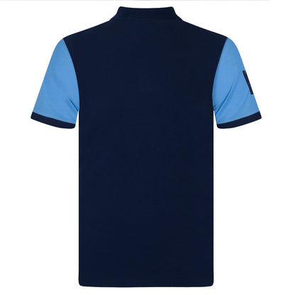 Navy - Back - Manchester City FC Boys Contrast Sleeves Polo Shirt