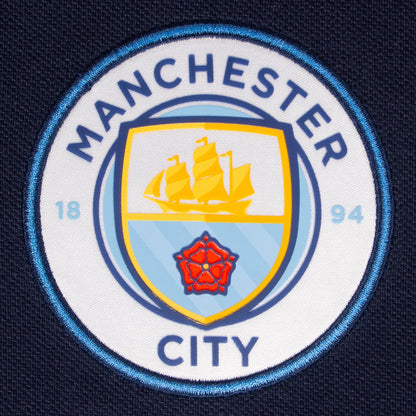 Navy - Pack Shot - Manchester City FC Boys Contrast Sleeves Polo Shirt