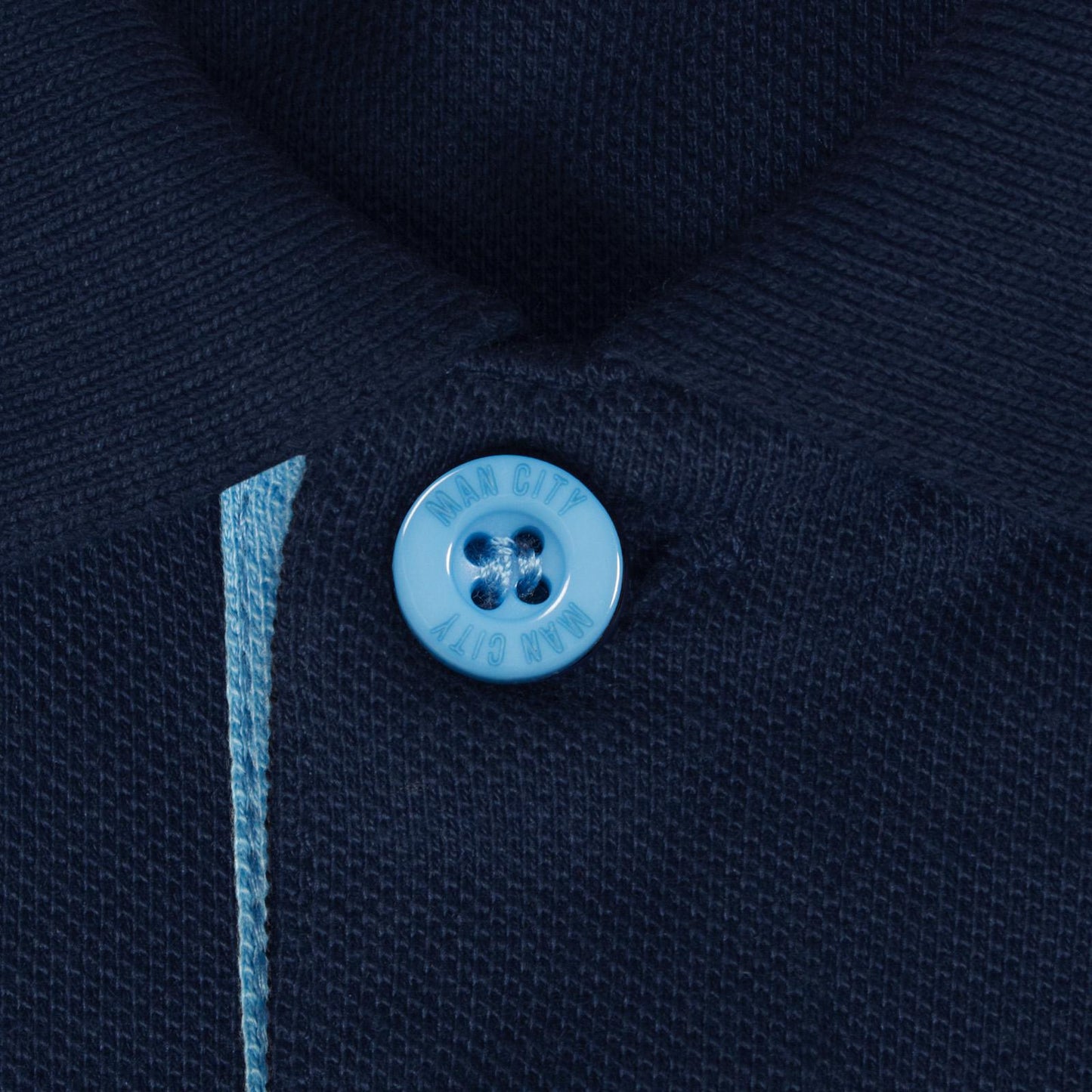 Navy - Close up - Manchester City FC Boys Contrast Sleeves Polo Shirt