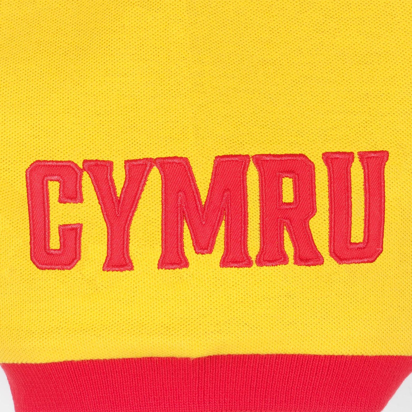 Red - Side - Wales Cymru Boys Contrast Sleeves Polo Shirt