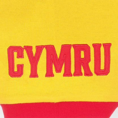 Red - Side - Wales Cymru Boys Contrast Sleeves Polo Shirt