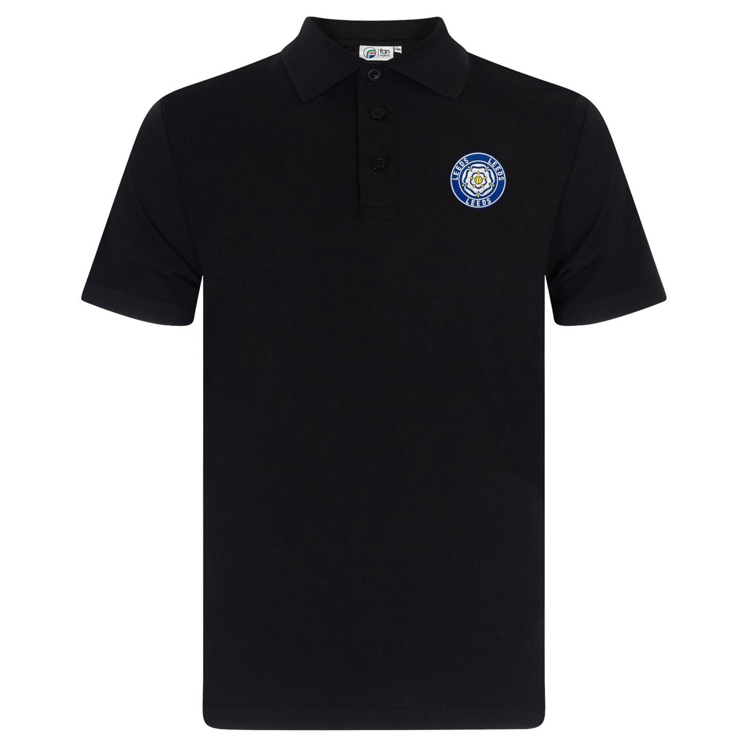 Black - Front - Fan Originals Mens Leeds Polo Shirt