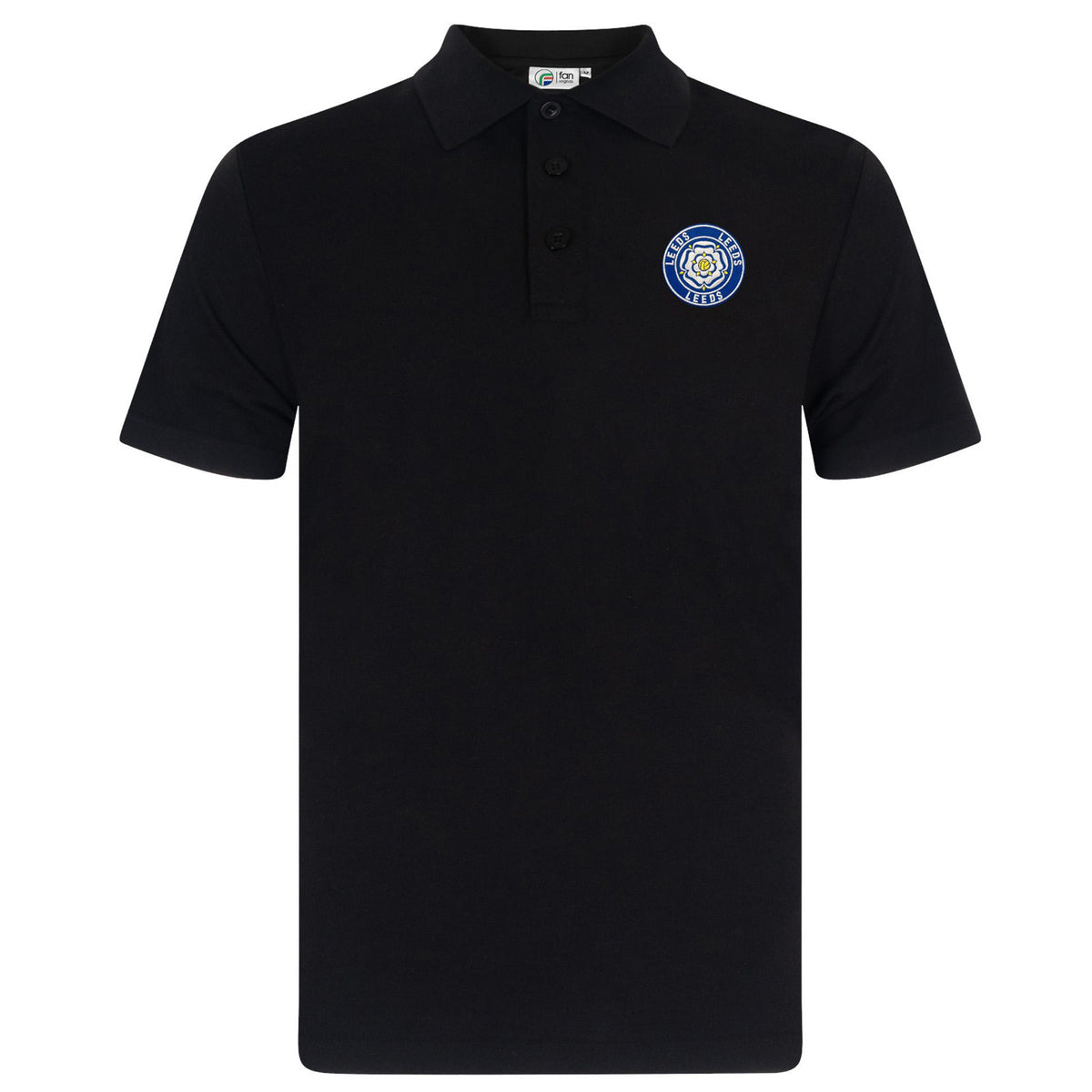 Black - Front - Fan Originals Mens Leeds Polo Shirt