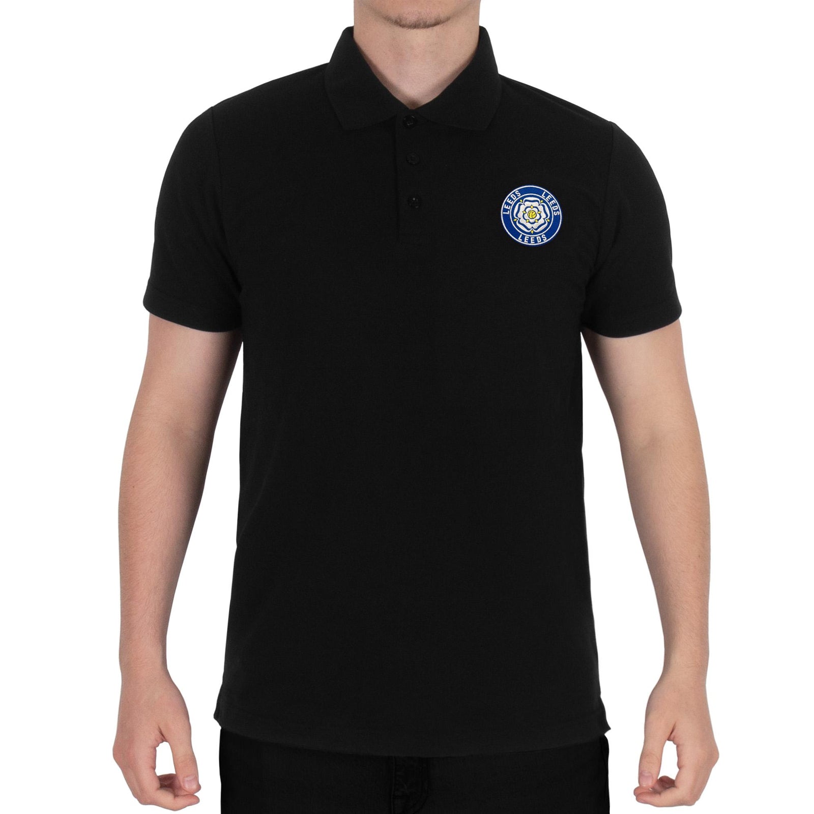 Black - Pack Shot - Fan Originals Mens Leeds Polo Shirt