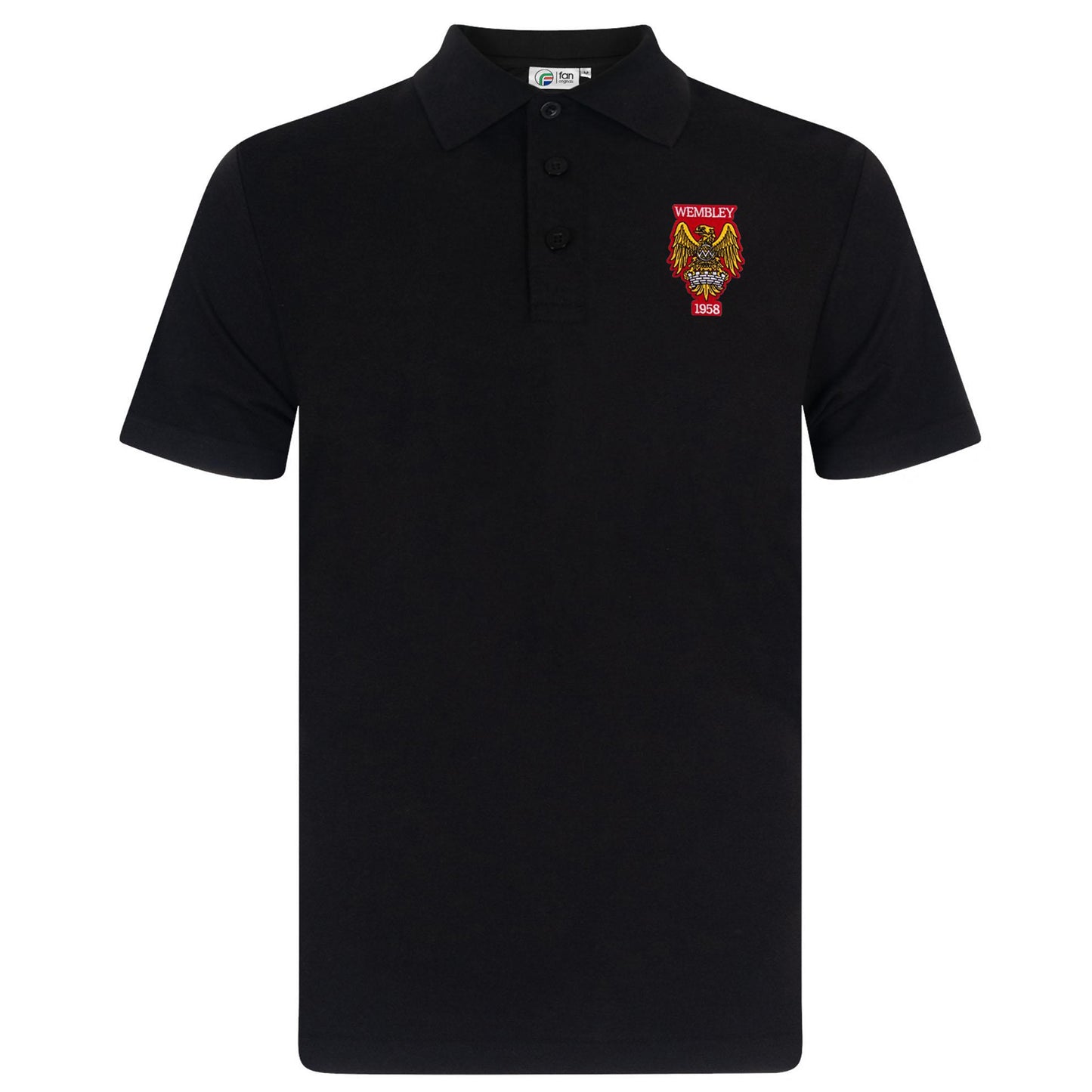 Black - Front - Fan Originals Mens Wembley 1958 Crest Polo Shirt