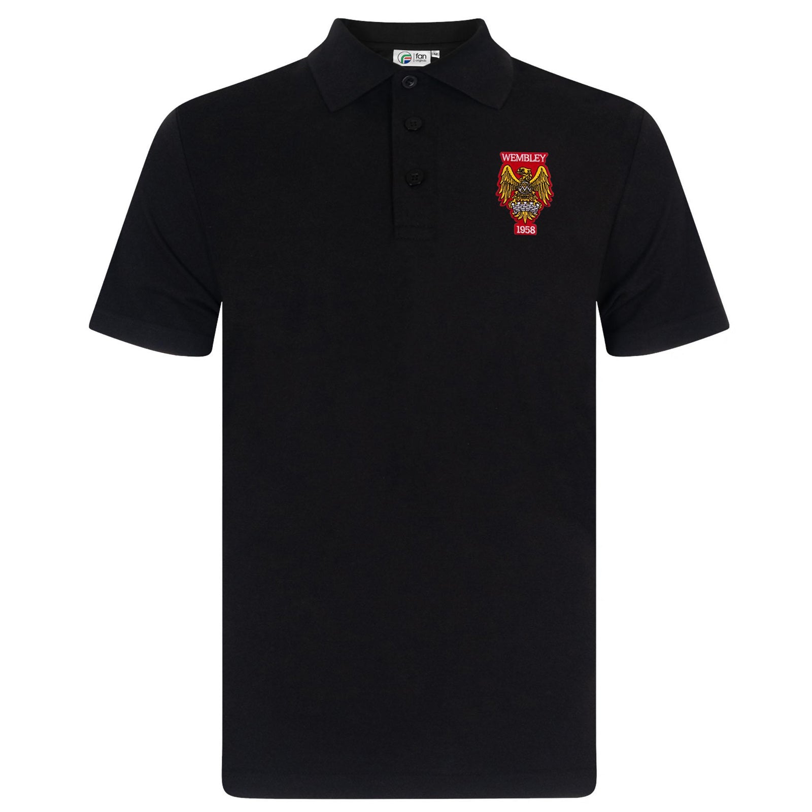 Black - Front - Fan Originals Mens Wembley 1958 Crest Polo Shirt
