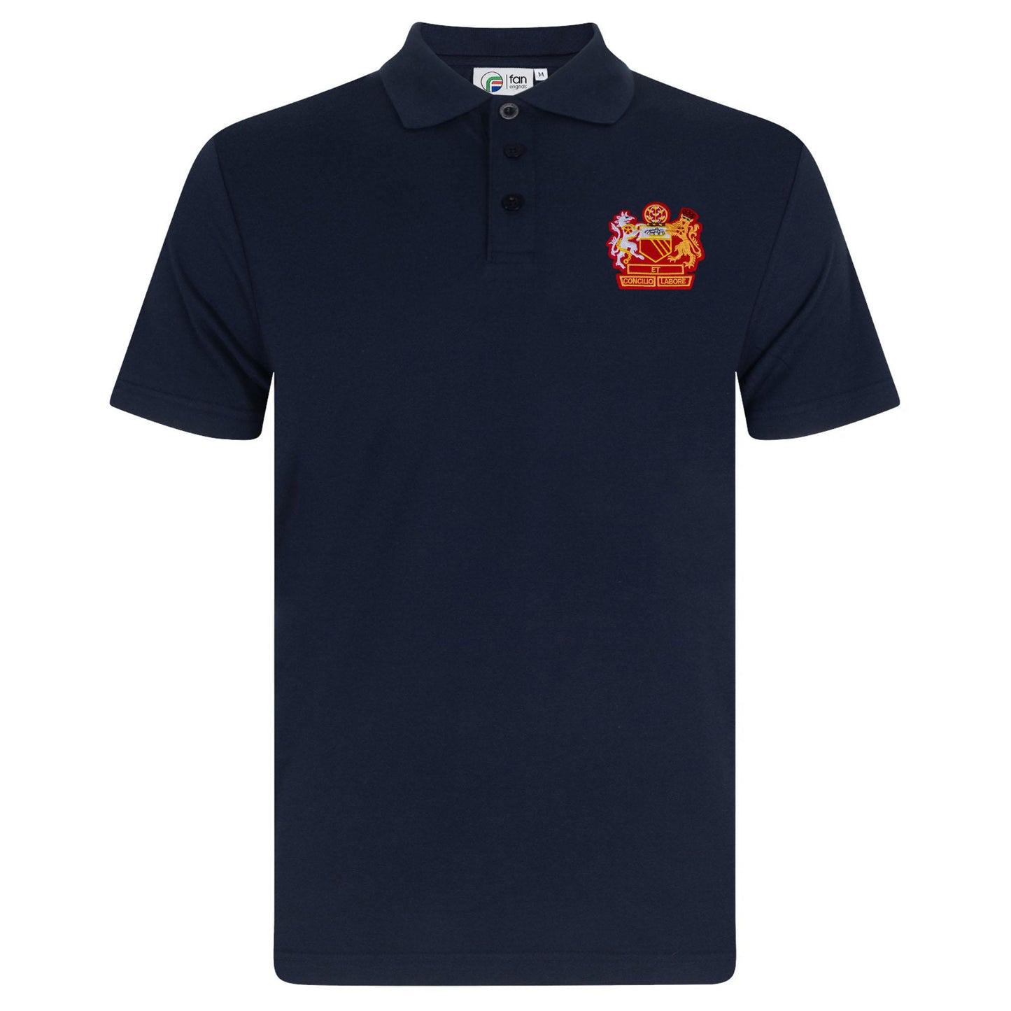 Navy - Front - Fan Originals Mens Manchester Crest Polo Shirt