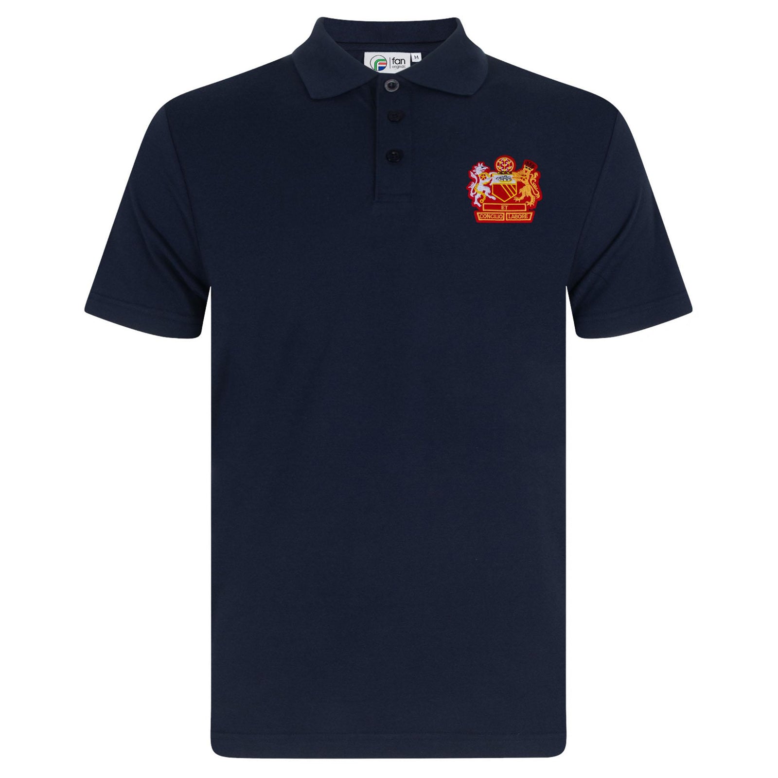Navy - Front - Fan Originals Mens Manchester Crest Polo Shirt